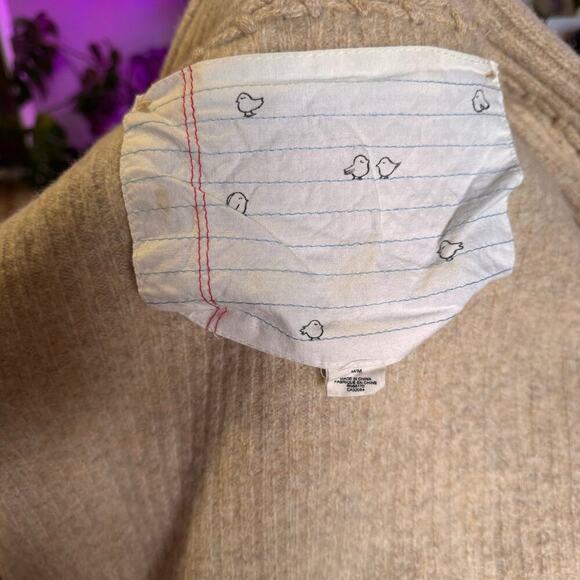 Anthropologie Birds on a Wire Cardigan Womens Medium Tan Open Front Wool Blend - Picture 7 of 9